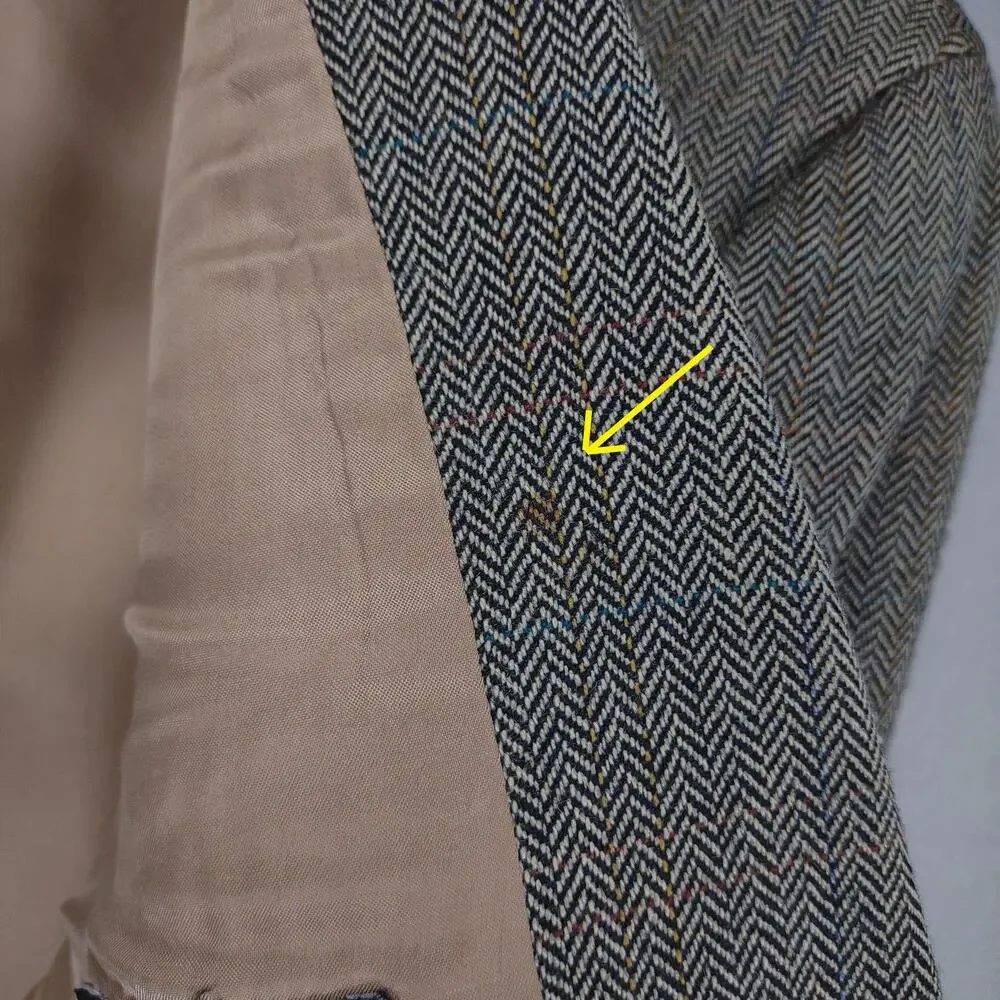 Vtg 90s Y2K IZOD Men's 44L 100% Wool Herringbone Tweed Sports Coat Blazer Jacket